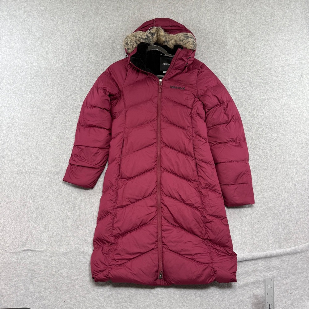 Marmot Montreal Puffer Parka Women S Purple Down Faux Fur Hood Coat Jacket